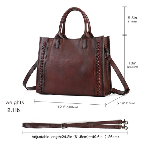 Genuine Leather Handbags Purses for Women Tote Crossbody Top Handle Bag Leather Satchel Handbag for Women Ladies Coffee Zhuoliang