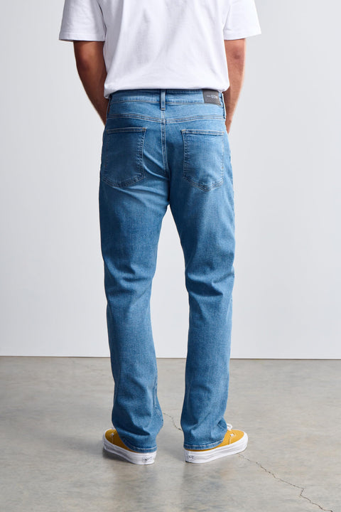 General Denim Works Roam Men's Mid Rise Relaxed Straight Leg Jeans, Mid Denim, 34x30