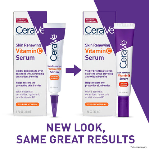 CeraVe Vitamin C Serum with Hyaluronic Acid | Skin Brightening Serum for Face with 10% Pure Vitamin C | Fragrance Free | 1 Fl. Oz CeraVe