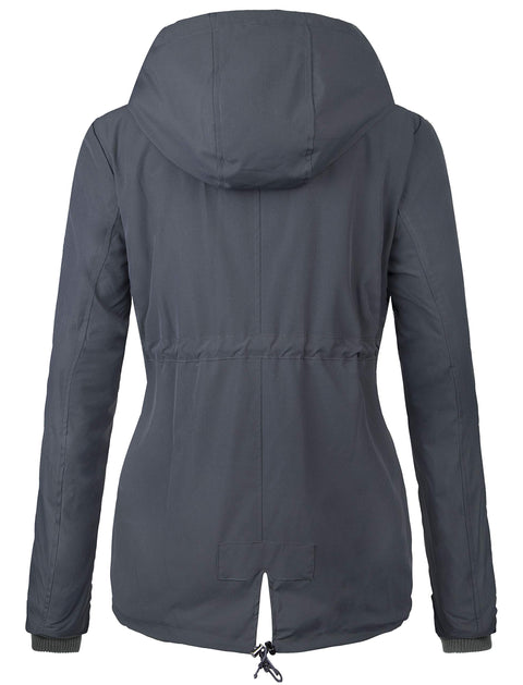 NUTEXROL Women's Winter Thicken Hooded Sherpa Lined Parka Military Anorak Jacket Warm Short Cotton Coats for Women Grey