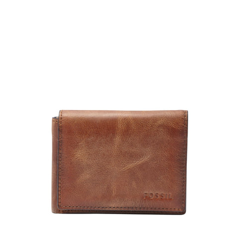 Fossil Men's Derrick Leather RFID-Blocking Execufold Trifold Wallet, Brown, (Model: ML3700200) Fossil