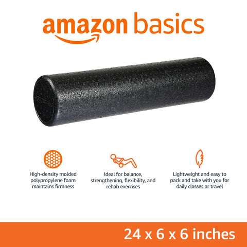 Amazon Basics High Density Foam Roller for Exercise and Recovery, 24 Inches, Black Amazon Basics