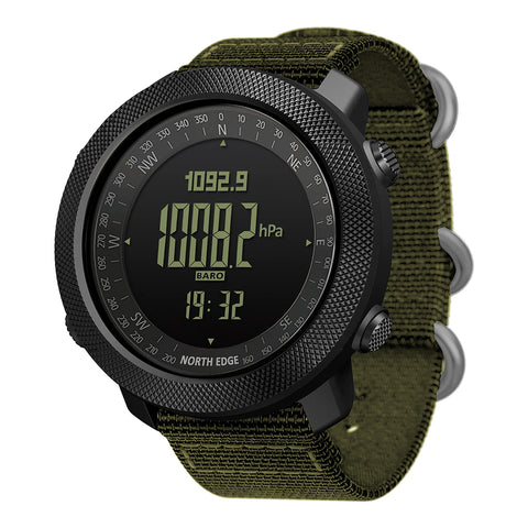 North Edge Apache Tactical Sports Watches for Men , Outdoor Survival Military Compass Rock Solid Digital Watches with Durable Band, Steps Tracker Pedometer Calories (Green)… NORTH EDGE