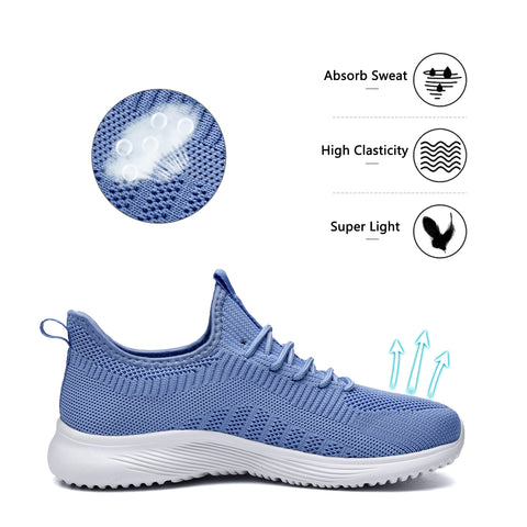 Lamincoa Womens Slip On Walking Shoes Non Slip Casual Road Running Lightweight Mesh Fashion Sneakers for Gym Travel Workout Blue Lamincoa