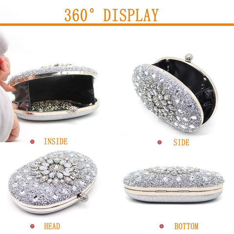 Crbeqabe Rhinestone Evening Clutch Purses for Women Wedding Clutch Party Purses Bridal Diamonds Clutch Prom Cocktail Handbags Crbeqabe