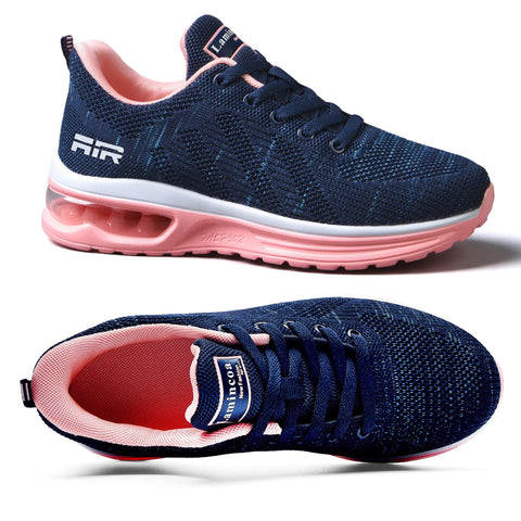 Lamincoa Women's Running Shoes Fashion Air Cushion Sneakers Lightweight Anti Slip Sports Shoes for Indoor Outdooor Jogging Blue-Pink 8 Lamincoa