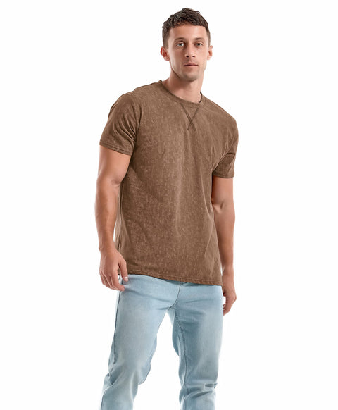 KLIEGOU Men's T-Shirts - Elasticity Cotton Crew Neck Tees 2166 Khaki XL