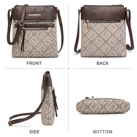Dasein Crossbody Purse for Women Vegan Leather Shoulder Handbags Messenger Bags with Multi Zipper Pockets (Beige) Dasein