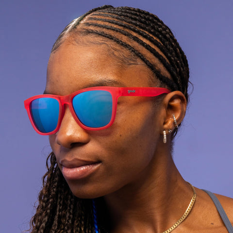 goodr Flamingos On A Booze Cruise Polarized Sunglasses for Men & Women, Medium Sized (OG), Pink Translucent Frames with Teal Mirored Reflective Lens, UV400 Protection, No Slip, No Bounce