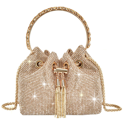 TOPALL Upgrade Rhinestone Evening Bag Bling Purse Sparkly Diamond Silver Clutch Purses for Women Party Club Wedding Prom (Medium) TOPALL