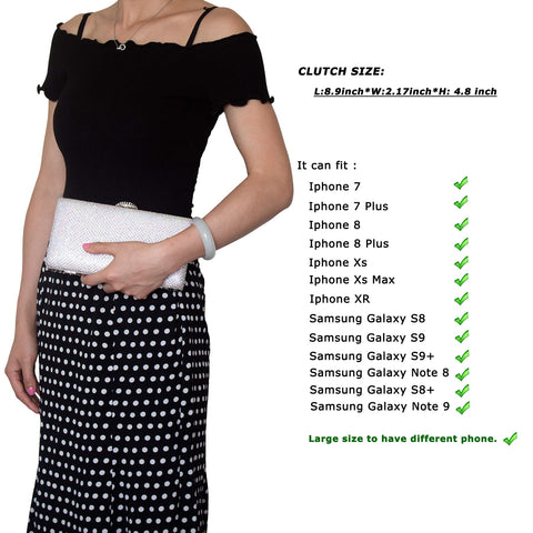 Dexmay Large Rhinestone Crystal Clutch Evening Bag Women Formal Purse for Cocktail Prom Party Silver DEXMAY DM
