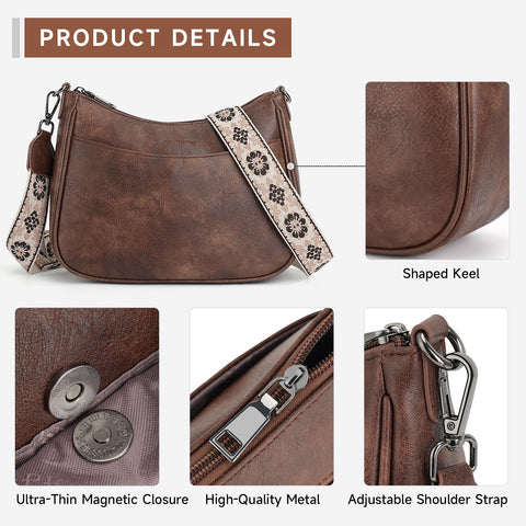 APHISON Crossbody Bags for Women Trendy, Leather Crossbody purse with Adjustable Strap, Women's Crossbody Shoulder Handbags