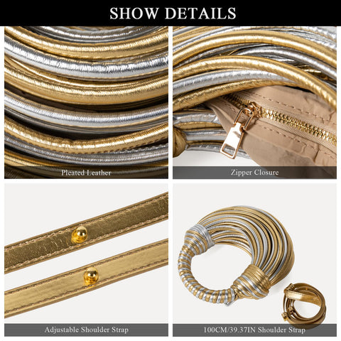Extolove Women's Evening Handbags, Trendy Woven Clutch Purses for Women Formal Wedding (Gold and Silver) Extolove