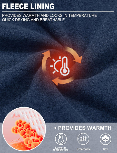 TACVASEN Quarter Zip Pullover Men Long Sleeve Golf Sweater Fleece Lined Sweatshirt 3/4 1/2 Zip Athletic Shirt Long Sleeve Thermal Tops Navy,L