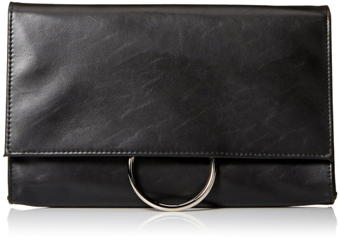 Jessica McClintock womens Nora Solid Large Envelope Clutch with Ring Closure, Black, One Size US Jessica McClintock
