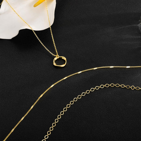 Picuzzy Layered 14K Gold Plated Choker Necklaces for Women, Stackable Stacked Stacking Layering Dainty Necklace Beach Circle Paperclip Cute Pendant Chain Necklaces Trendy Jewelry Set for Women