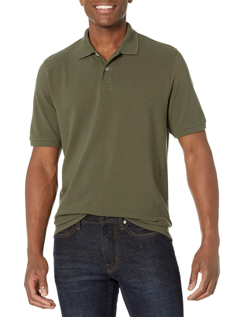 Amazon Essentials Men's Regular-Fit Cotton Pique Polo Shirt (Available in Big & Tall), Olive, X-Large Amazon Essentials