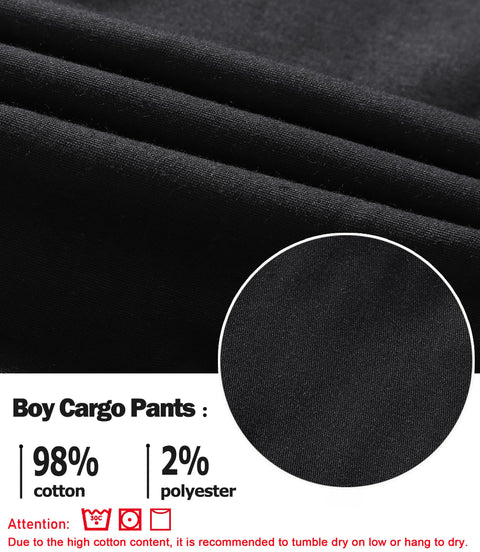 TLAENSON Boys Cargo Joggers Pants Casual Jogging Trousers Bottom for Kids Black Size 175/14-16 Years