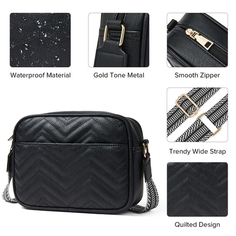 Shrrie Quilted Crossbody Bags for Women Trendy Crossbody Purse Small Crossbdy Bags for Women with Wide Strap Shrrie