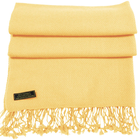 CJ Apparel Light Gold 100% Cashmere Shawl Pashmina Scarf Wrap Stole Head Wrap Hand Made in Nepal New