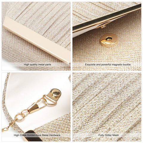 clutches for women evening bag purses and handbags evening clutch purs Silver clutch purses for women wedding(Champagne) Mihawk
