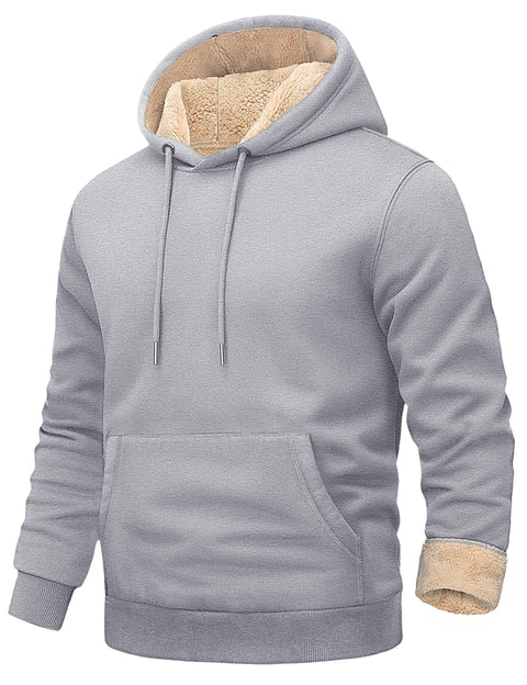 EKLENTSON Mens Sweatshirts Hoodies Pullover Heavyweight Fleece Lined Hoodies Winter Warm Casual Pullover Lightgrey L