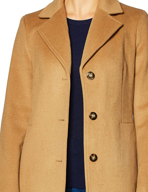 Calvin Klein Women's Classic Cashmere Wool Blend Coat, Camel Classic, 8 Calvin Klein