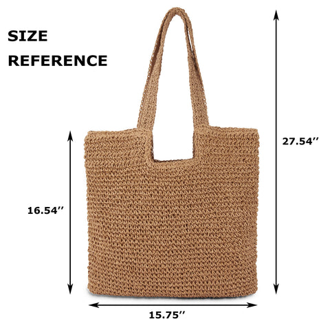 COZYOFFI Straw Beach Tote Bag: Large Summer Boho Woven Bags - Rattan Handmade Shoulder Handbags for Women(Brown) COZYOFFI