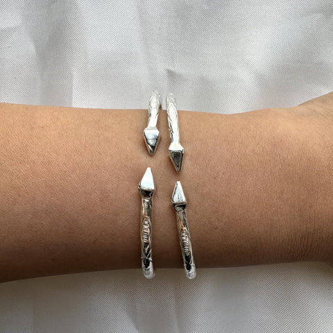 Better Jewelry Pyramid .925 Sterling Silver West Indian Bangles (Pair) (MADE IN USA) Better Jewelry
