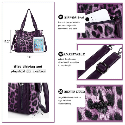 angel kiss Handbags for Women Top-Handle Hobo Purse Roomy Casual Shoulder Bags Leather Tote Satchel Purse for Womens