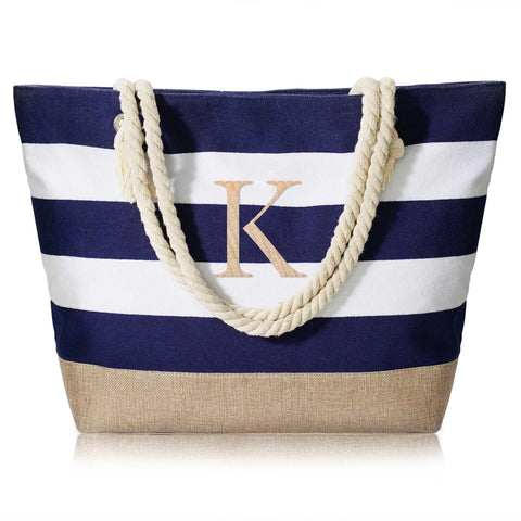 YOOLIFE Personalized Gifts for Women Her - Birthday Gifts Idea for Her Girlfriend Wife Mom Teacher Friend Female Sister Bridesmaid Beach Essential Monogram Canvas Tote Bags Zipper Idea K YOOLIFE