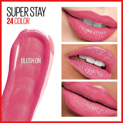 Maybelline Super Stay 24, 2-Step Liquid Lipstick Makeup, Long Lasting Highly Pigmented Color with Moisturizing Balm, Blush On, Pink, 1 Count MAYBELLINE