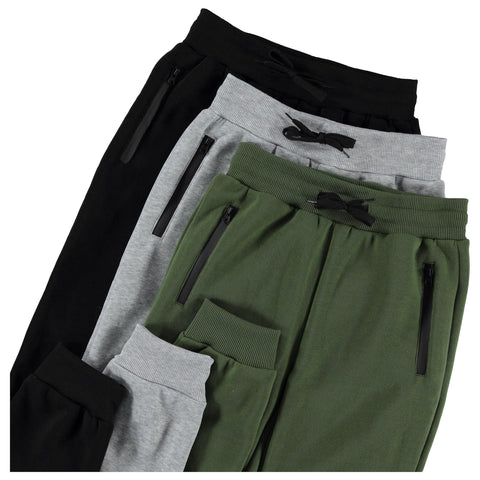 PURE CHAMP 3Pk Boys Sweatpants Fleece Athletic Workout Kids Clothes Boys Joggers with Zipper Pocket and Drawstring Size 4-20 (SET3 Size 4/5)