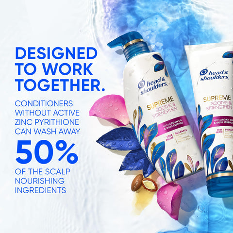 Head & Shoulders Supreme Anti-Dandruff Shampoo with Argan Oil and Rose Essence, 1% Pyrithione Zinc, Sulfate-Free, Deep Moisturization and Itch Control, 28.2 fl oz