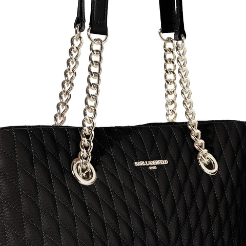 Karl Lagerfeld Paris Womens Karolina Tote Bag, Black/Silver Karl Lagerfeld Paris