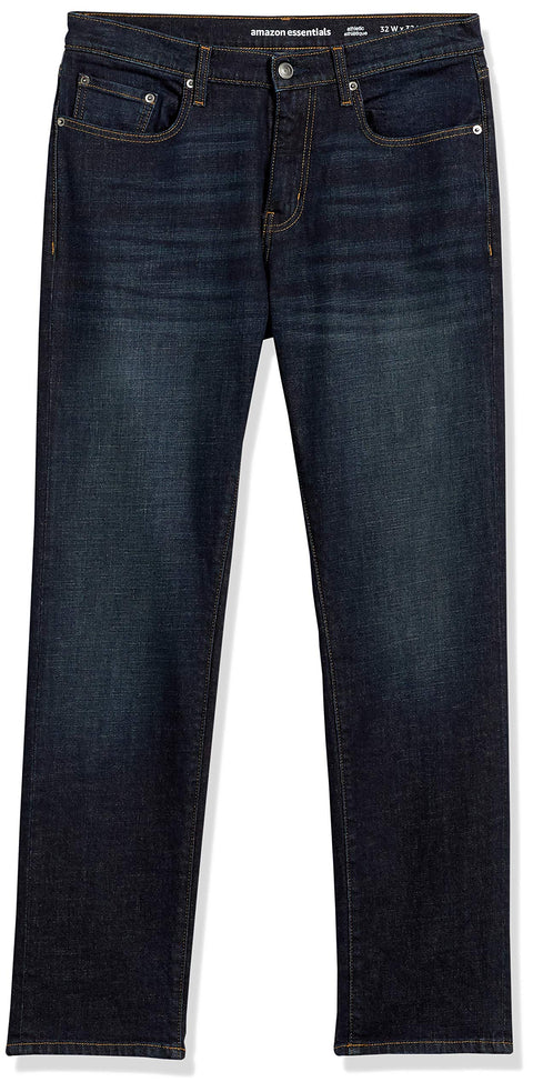Amazon Essentials Men's Athletic-Fit Stretch Jeans - Discontinued Colors, Dark Indigo/Rinsed, 36W x 32L