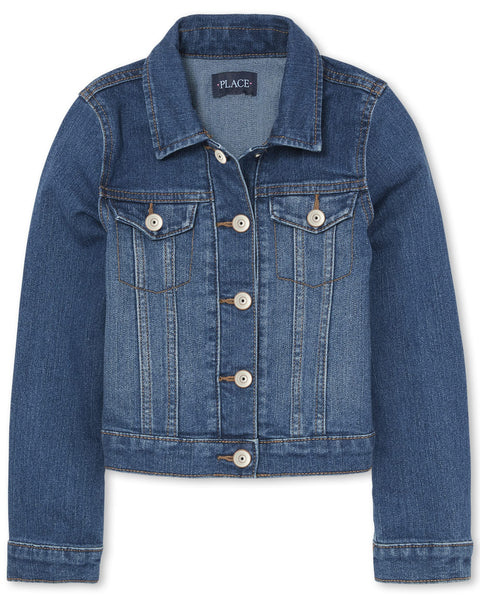 The Children's Place girls Basic Denim Jacket, Azure Wash, Large US