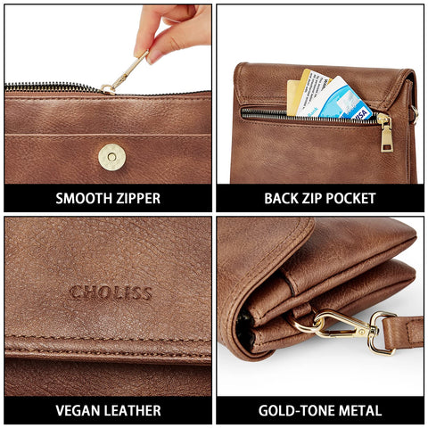 CHOLISS Small Crossbody Bags for Women, Leather Cell Phone Purse, Mini Travel Purse with Adjustable Strap CHOLISS