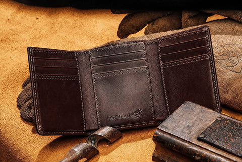 House of Jack Co. Dutton Trifold Wallet with Flip Out ID | RFID Blocking Mens Leather Wallet | Nappa Full Grain Leather House of Jack Co.