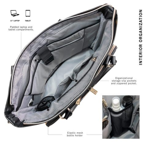 Kenneth Cole REACTION Chelsea Quilted Chevron 15" Laptop & Tablet Business Tote with Removable Shoulder Strap, Black Kenneth Cole REACTION