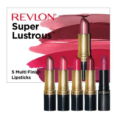 REVLON Lipstick Set, Super Lustrous 5 Piece Gift Set, Multi-Finish, Cream Pearl & Matte, Pack of 5 REVLON