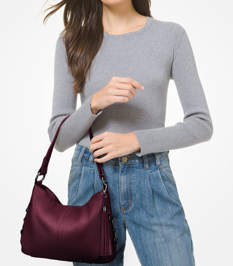 YALUXE Genuine Leather Shoulder Bag Stylish Hobo Handbag Women's Crossbody Purse Travel Top-Handle Tassel YALUXE