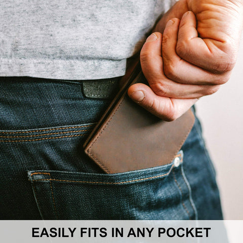STAY FINE Top Grain Leather Wallet for Men | RFID Blocking | Bifold, Extra Capacity with 2 ID Windows | Ultra Strong Stitching | Slim Billfold with 8 Card Slots | Gift for Him STAY FINE