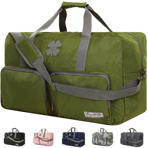 Lucky Travel Duffel Bags 65L, Gym Bag, Travel Bag & Large Duffle Bag for Men, Foldable Overnight Weekender Bags for Women & Men with Adjustable Shoulder Strap, Loden Green Lucky Brand