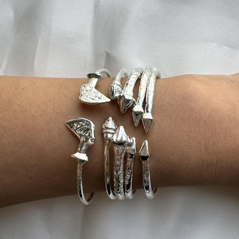 Better Jewelry Pyramid .925 Sterling Silver West Indian Bangles (Pair) (MADE IN USA) Better Jewelry