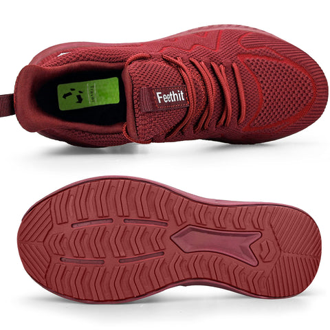 Feethit Running Shoes for Women Non Slip Walking Tennis Shoes Slip on Work Gym Fashion Sneakers Burgundy 5.5 Feethit
