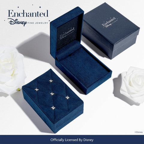 Jewelili Enchanted Disney Fine Jewelry Sterling Silver and 10K Rose Gold 1/6 Cttw Diamond Pink Sapphire Aurora Pendant