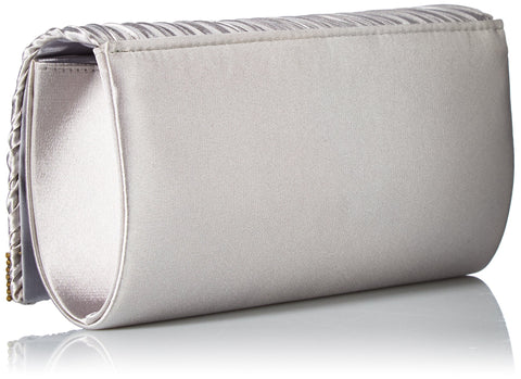Jessica McClintock Chloe Satin Pleated Rhinestone Clutch, Silver Jessica McClintock