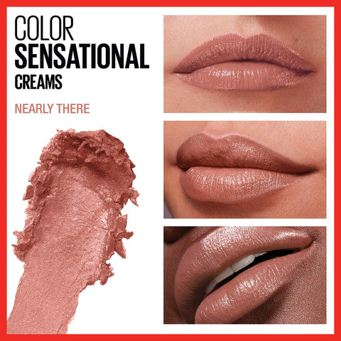 Maybelline Color Sensational Lipstick, Lip Makeup, Cream Finish, Hydrating Lipstick, Nearly There, Nude ,1 Count MAYBELLINE