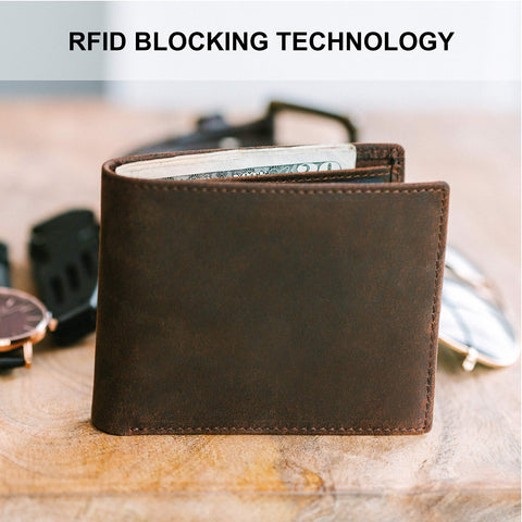 STAY FINE Top Grain Leather Wallet for Men | RFID Blocking | Bifold, Extra Capacity with 2 ID Windows | Ultra Strong Stitching | Slim Billfold with 8 Card Slots | Gift for Him STAY FINE